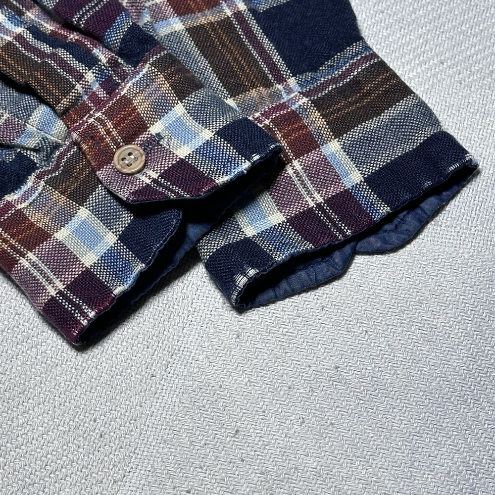 Vintage 70s 80s Sears Flannel Shirt Mens Medium Navy Plaid Acrylic‎ Dual Pocket - Picture 4 of 13
